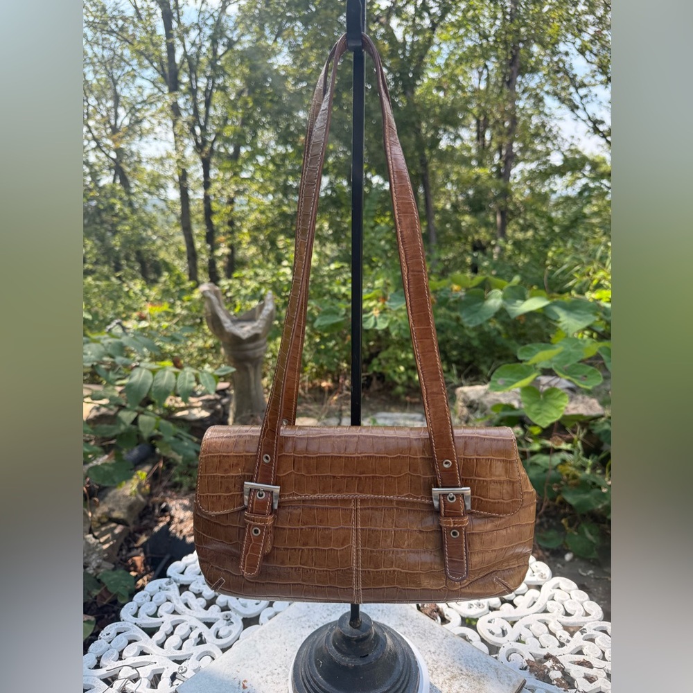 Tignanello Tan Crocodile-Embossed Leather Shoulder‎ Bag